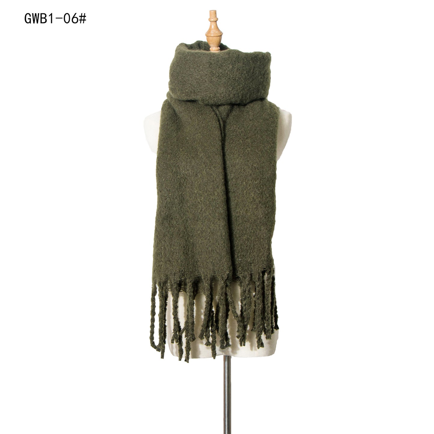 Autumn Winter Thick Tassel Circle Sand Solid Color Scarf Women Thickened