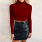 Autumn Winter Sexy cropped Bottoming Shirt Turtleneck Long Sleeve Short Top