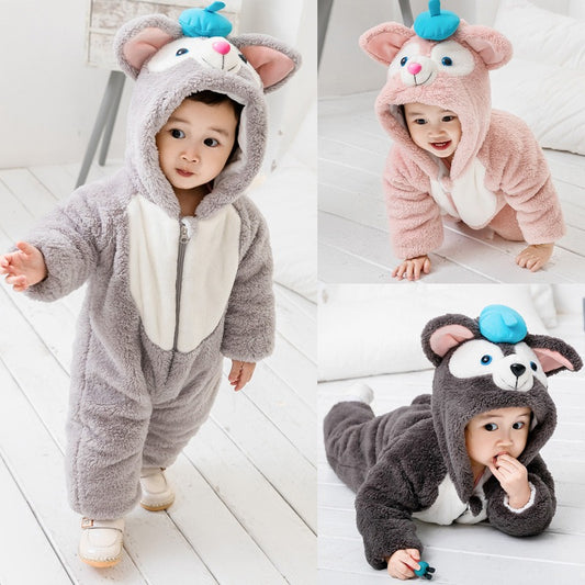 Thickened One-Piece Clothes Baby Clothes Newborn Baby Crawling Clothes Autumn And Winter Daffy Bear New Animal Shape