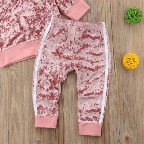 Winter Velvet Kids Baby Girls Clothes Sets Solid Long Sleeve T-shirt Tops + Pants 2PCS Outfit Sets