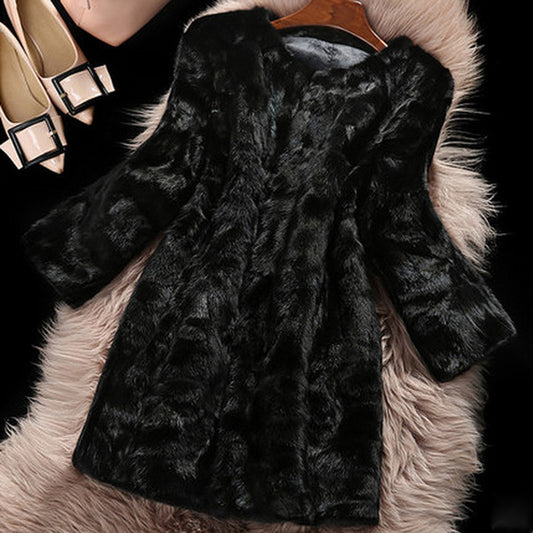 Autumn Winter Offer Fur Coat Imitation Marten Overcoats Women Mid Length Mink Fur Coat Casual