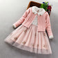 Elegant Girls clothing set new spring autumn Kids princess coat+dress 2Pcs suit for girl party children clothes