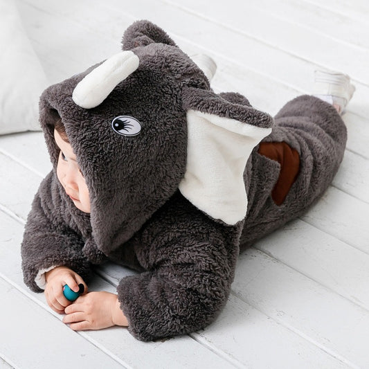Thickened One-Piece Clothes Baby Clothes Newborn Baby Crawling Clothes Autumn And Winter Daffy Bear New Animal Shape