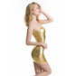 Women Nightclub Stage Wear Sexy Shiny Patent Leather Faux Leather Tube Top Dress