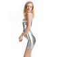Women Nightclub Stage Wear Sexy Shiny Patent Leather Faux Leather Tube Top Dress
