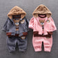 Autumn New Children's Clothing Autumn Clothing Plush Bear Three Piece Set Children's Suit Trend