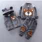 Autumn New Children's Clothing Autumn Clothing Plush Bear Three Piece Set Children's Suit Trend