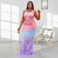 Summer Long Tie-Dye Lace-up Sexy Plus Size Dress