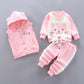 Autumn New Children's Clothing Autumn Clothing Plush Bear Three Piece Set Children's Suit Trend