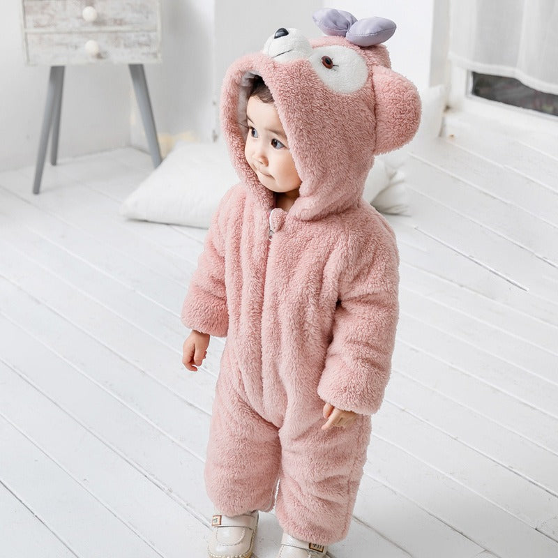 Thickened One-Piece Clothes Baby Clothes Newborn Baby Crawling Clothes Autumn And Winter Daffy Bear New Animal Shape