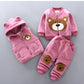 Autumn New Children's Clothing Autumn Clothing Plush Bear Three Piece Set Children's Suit Trend