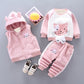 Autumn New Children's Clothing Autumn Clothing Plush Bear Three Piece Set Children's Suit Trend