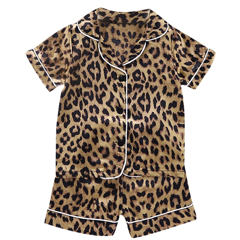 LJW Children's pajamas set Baby suit Kids Clothes Toddler Boys Girls Ice silk satin Tops Pants Set home Wear Kids pajamas