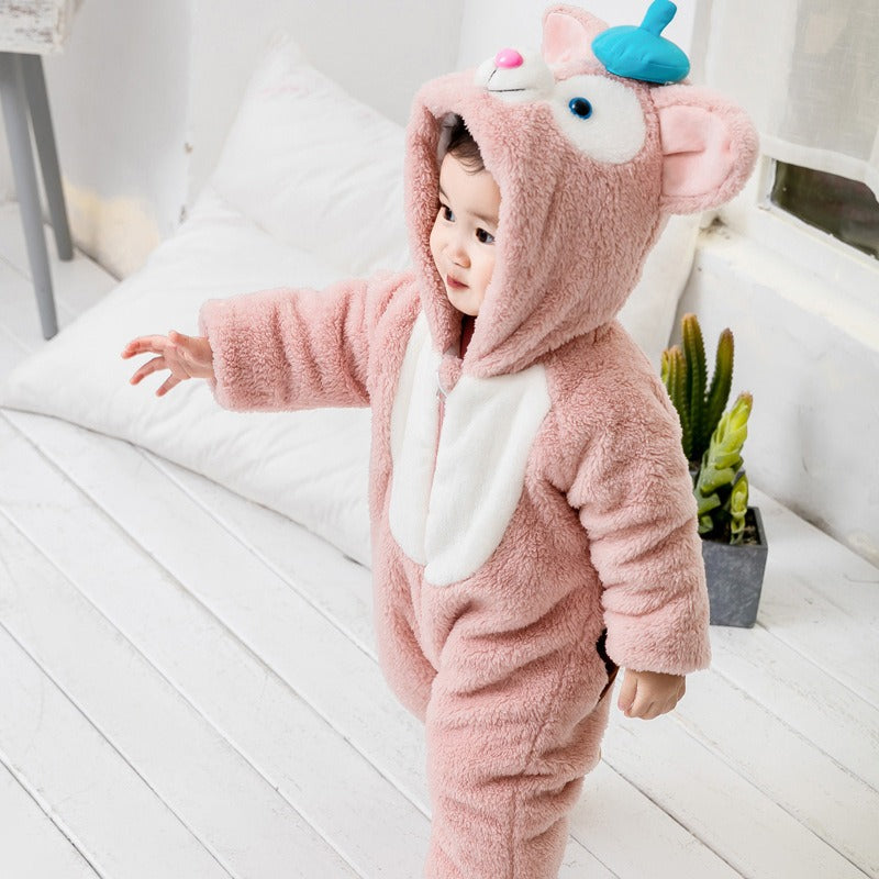 Thickened One-Piece Clothes Baby Clothes Newborn Baby Crawling Clothes Autumn And Winter Daffy Bear New Animal Shape