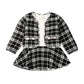 2Pcs Autumn Winter Party Kids Clothes For Baby Girl Fashion Pageant Plaid Coat Tutu Dress Outfits Suit Toddler Girl Clothing Set