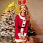 Santa Claus Play Stage Wear Cosplay Knitted Pullover Round Neck Christmas Woolen Dress