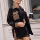 Casual Single Breasted Leopard Splicing Trench Coat Office Jacket Coat Top Women