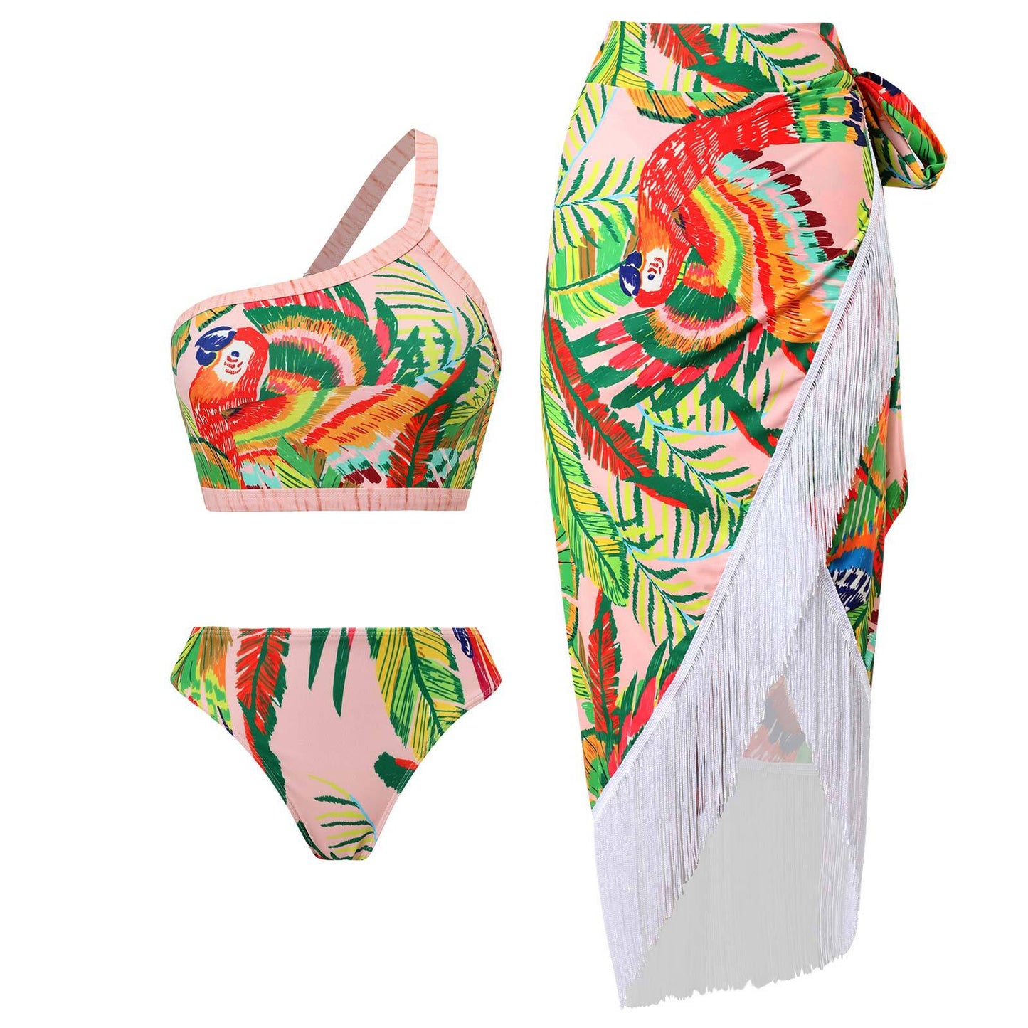 Retro Split Swimsuit Three Piece Set Swimsuit Lace Up Beach Skirt