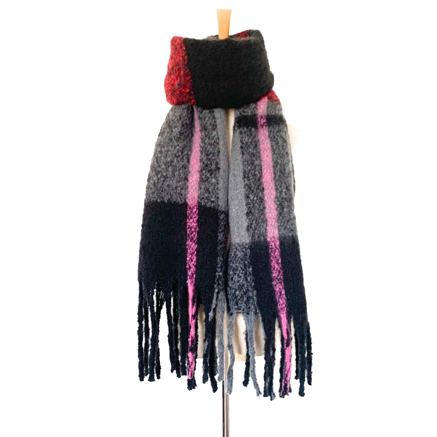 Thick Tassel Thick Braid Ring Sand Plaid Scarf Autumn Winter Thickening Double Sided Stitching Scarf Shawl
