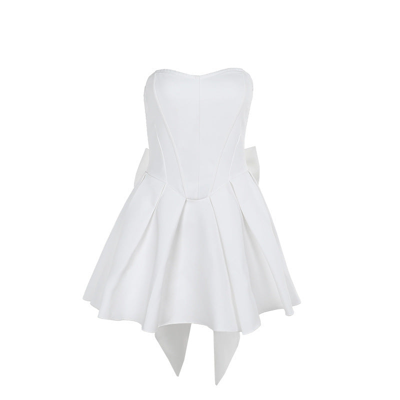 Tube Top Bow A Swing Light Dress Dress Women