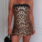 Sequined Leopard Print Women Color Matching Double Layer Tube Dress Sequin Hollow Out Cutout Sexy Elastic Hip