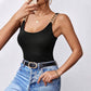 Sexy U Neck Sleeveless Strappy T shirt Slim Fit Backless Design Sleeveless Top for Women