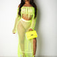 Women Clothing Casual Mesh Tassel Beach Skirt Two Piece Set