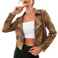 Casual Leopard Print Long Sleeve Side Zipper Jacket Coat Top Women