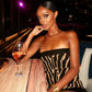 Women Sexy Zebra Print Tube Top Backless Slim A line Dress
