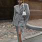 Office Split Skirt Set Women Collared Long-Sleeved Coat Skirt Two Piece Sets