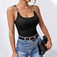 Sexy U Neck Sleeveless Strappy T shirt Slim Fit Backless Design Sleeveless Top for Women