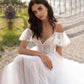 Wedding Dress Slim Fit Slim Double Shoulder Floor Length Lace Floral off Shoulder Women Organza