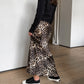 Retro Satin Fishtail Dress Sexy Leopard Print Casual Skirt Autumn Dress