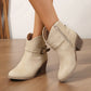 Faux Leather Boots All Match High Heel Short Boots round Toe Side Zipper Women Boots