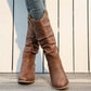 Pleated High Top round Toe High Heel Women Boots