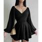 Autumn Casual Long Sleeve A Swing Daily Slimming Dress Women