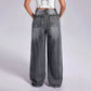 Women Clothing Vintage Cross Embroidery Straight Leg Denim