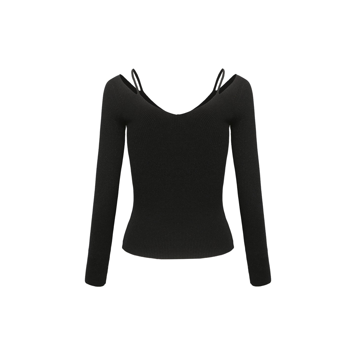 Slim Fit Backless Design Slimming Jumper Women off-the-Shoulder Inner Wear Sweater Black Knitwear Women