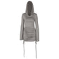 Women Clothing Autumn Sexy Slim Fit Drawstring Hooded Hip Bag Dress Women