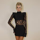 Dress Elegant Cushion Hollow Out Cutout Shoulder Lace Stitching Minority Spring Autumn Sexy Short Dress