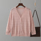 V Neck Hollow Out Cutout Knitted Cardigan Coat Spring Summer Short Small Thin Sun Protection Clothing Women Top