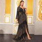 Ladies Cocktail Evening Dress Sequined One Shoulder Sleeve Party Light Luxury Cocktail Evening Dress