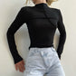 Women Clothing Design Reverse Car Split Line Long Sleeve Half Turtleneck Bottoming Shirt Top Women