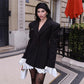 Fall Women Clothing Sexy Lace Stitching Collar Long Sleeve Dress Women