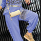 New Leopard Print Stud for Autumn Winter Bronzing Sweater Two Piece Casual Pants Loose