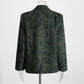 French Vintage Leopard Print Printed Blazer Fall V neck Long Sleeve Loose Casual with Big Pockets Mid Length Coat