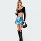 Metallic Coated Fabric Street Faux Leather Splicing Skirt Summer Trendy High Waist Skirt