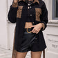 Casual Single Breasted Leopard Splicing Trench Coat Office Jacket Coat Top Women