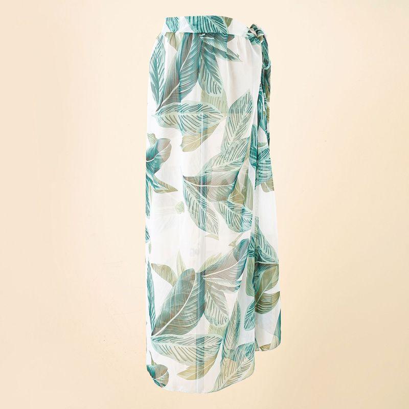 Chiffon Printed Beach Cover up Sexy Slit Skirt Vacation Skirt Beach Cover Up Women
