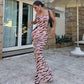 Women Clothing Summer Sexy Backless Print Slim Strap Dress